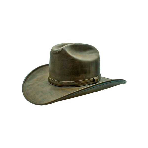 SOMBRERO AMERICANO DE PIEL CAFE VERDOSO SOMBRERO AMERICANO DE PIEL