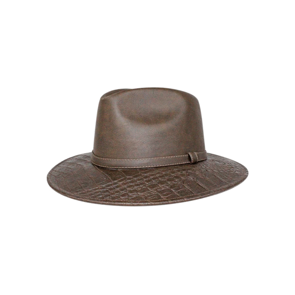 SOMBRERO IMITACION DE COCODRILO CAFE OSC SOMBRERO INDIANA IMITACIÓN PIEL DE COCODRILO