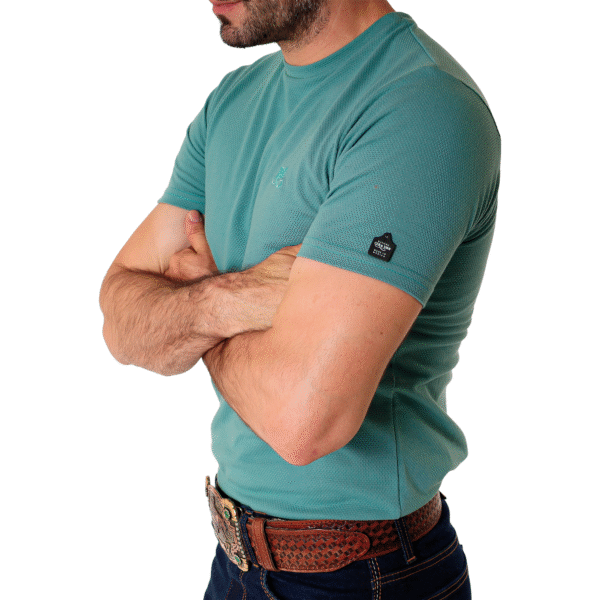 CAMISA ESTILO VAQUETA COLOR AZUL TURQUESA