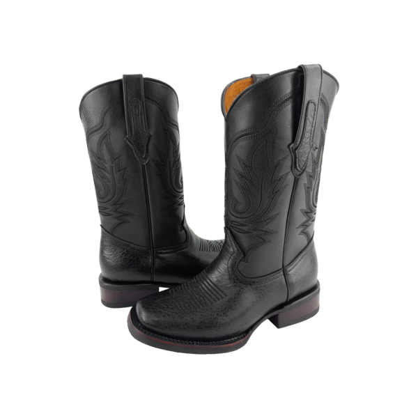 Bota de Piel Lisa Bordado