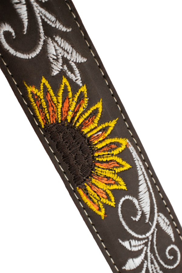 Cinturón Vaquero Bordado con Medio Girasol