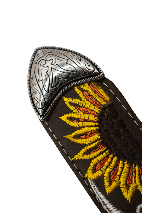 Cinturón Vaquero Bordado con Medio Girasol