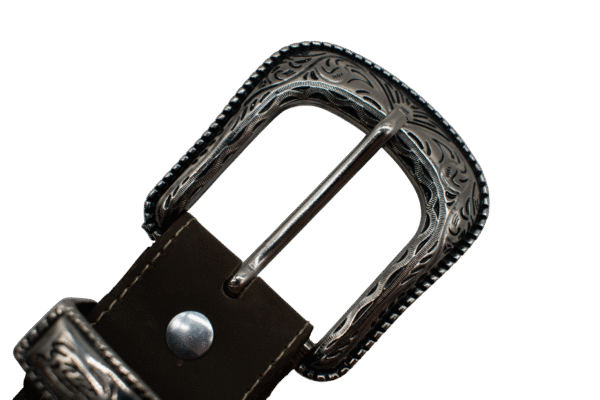 Cinturón Vaquero Bordado con Flor Azul