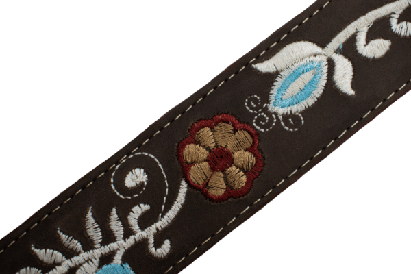 Cinturón Vaquero Bordado con Flor Azul