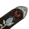Cinturón Vaquero Bordado con Flor Azul
