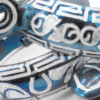 ESPUELA AZUL CON INCRUSTACIÓN DE ALUMINIO