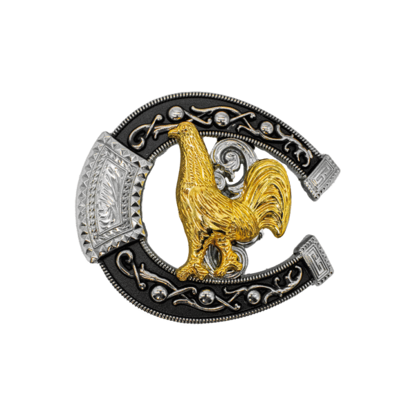 HEBILLA EN FOR4MA DE HERRADURA CON UN GALLO ORO