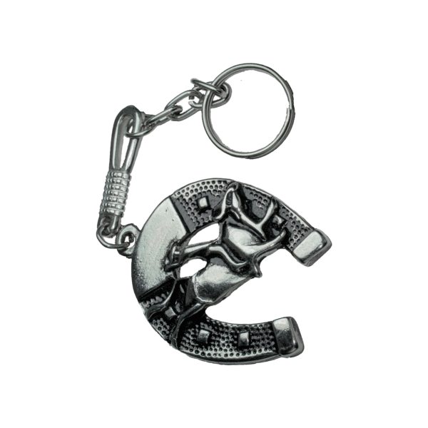 Llavero Metálico de Herradura con Jinete