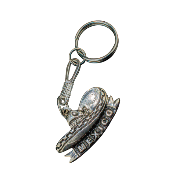 Llavero Metálico de Sombrero Mexicano Relieve