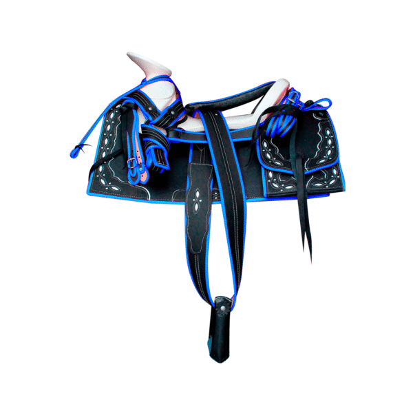 MONTURA CUADRADA CUERO RECUPERADO RIBETE AZUL MONTURA CUADRADA CUERO RECUPERADO RIBETE