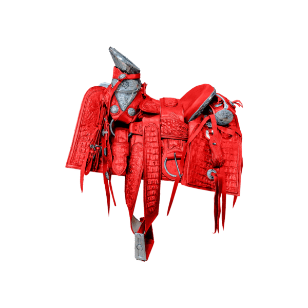 MONTURA CUADRADA GENUINA PIEL COCODRILO ROJO MONTURA CUADRADA GENUINA PIEL COCODRILO
