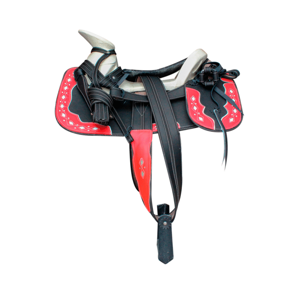 MONTURA REDONDA CUERO RECUPERADO GUARDAS DE COLOR ROJO MONTURA REDONDA CUERO RECUPERADO GUARDAS DE COLOR
