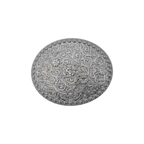 HEBILLA DE DAMA CON FLORES DE PIEDRA PLATA