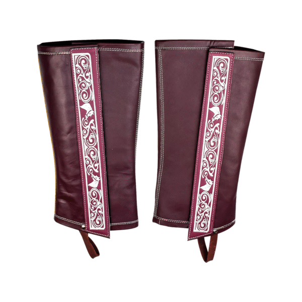 POLAINA DE PIEL CORTA BORDADA VINO POLAINA DE PIEL CORTA BORDADA
