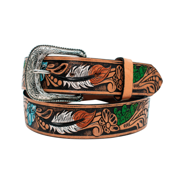 CINTURON VAUQERO DE MUJER DECORADO EN COLOR 40MM