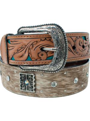 Cinturon Decorado con Pelo y Piedras