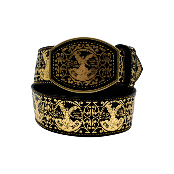 Cinturón Navajeado con Laser Metálico con Hebilla Dorada