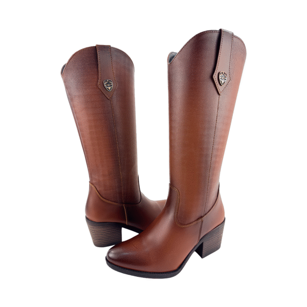 Bota Larga Sintética Lisa Café