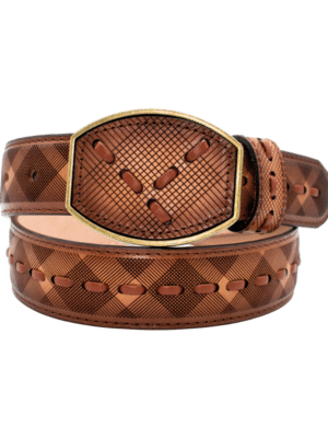 CINTURON ESTILO CANASTA DE COLOR CAFE CLARO