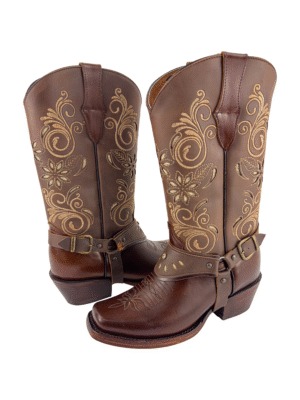 Bota de Piel Laser con Bordado Rodeo con Estribo