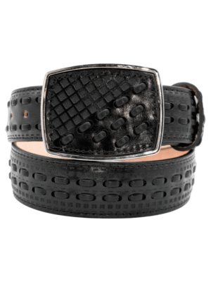 CINTURON ESTILO CANASTA CIN DOBLE COSTURA COLOR NEGRO