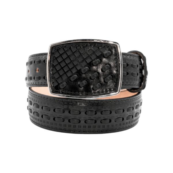 CINTURON ESTILO CANASTA CIN DOBLE COSTURA COLOR NEGRO