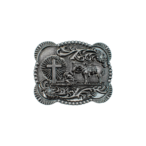 HEBILLA PLATA EN FORMA DE REZO