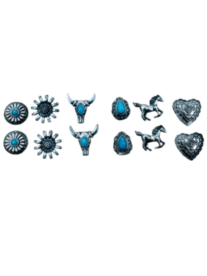 Set de Aretes 6 Piezas Vaqueros de Piedra Turquesa