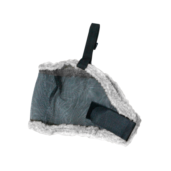 Mascara Cubre Moscos con Borrega Blanca para Caballo