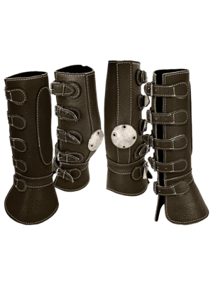 Protector de 4 Piezas Piel con Hebilla Café