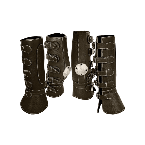 Protector de 4 Piezas Piel con Hebilla Café