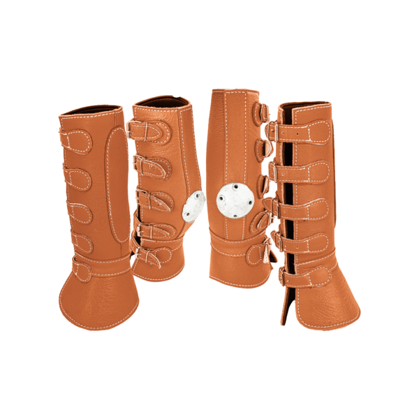 Protectores de 4 Piezas Piel con Hebilla Miel