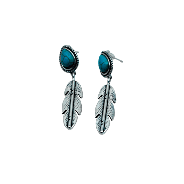 Arete de Piedra Turquesa Pluma