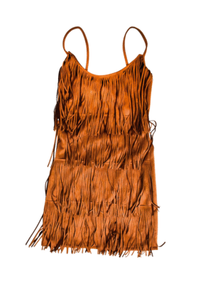 Vestido de Tirantes con Flecos Café