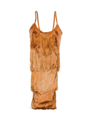 Vestido Licra con Fleco Dorado