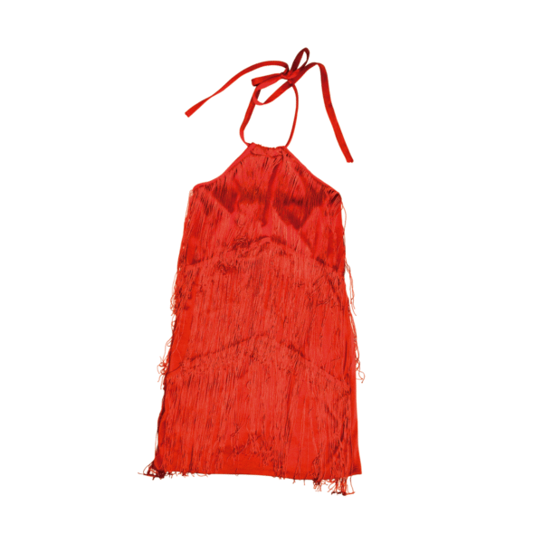 Vestido Licra con Fleco Popotillos Rojo