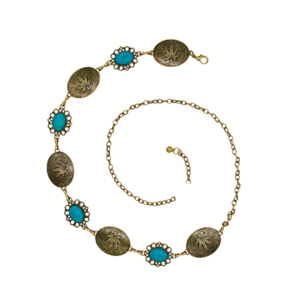 Cinturon de Cadena con Piedras Turquesa de Diseños Variados