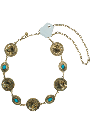 Cinturón cadena con piedras turquesa de diseños varios