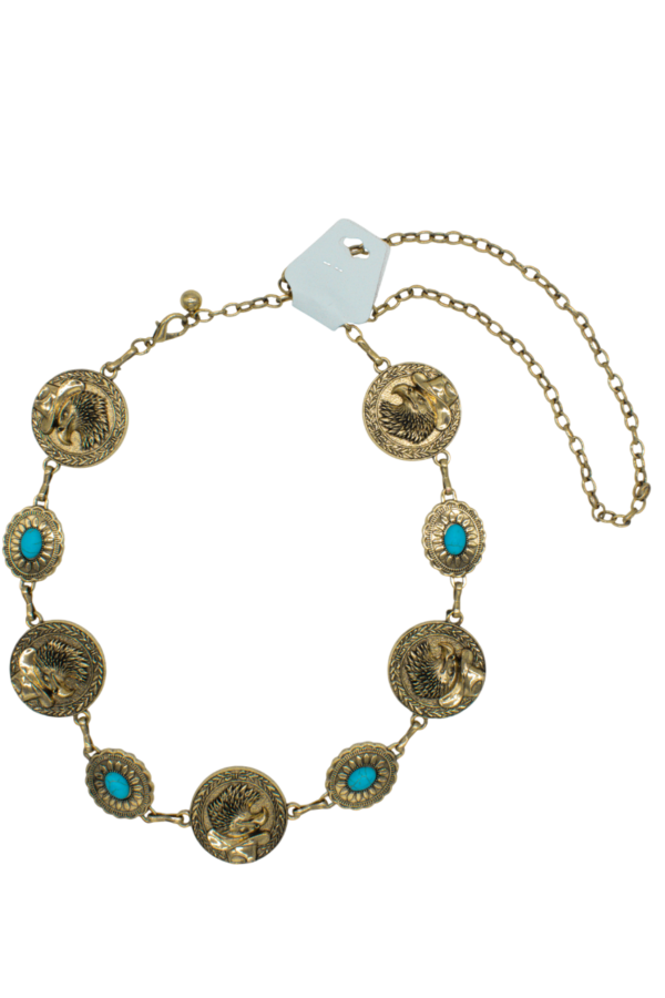 Cinturón cadena con piedras turquesa de diseños varios